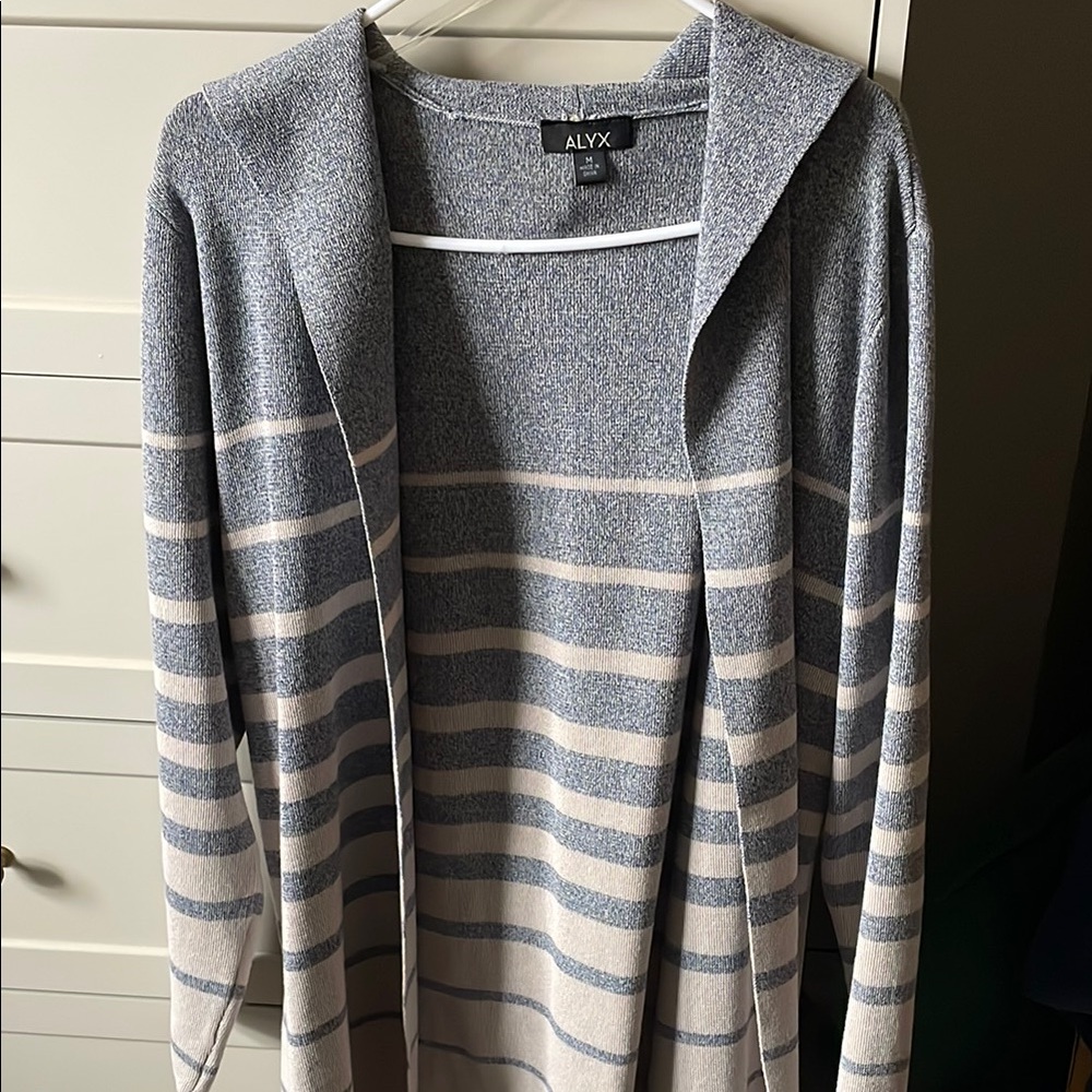ALYX Gray and Cream Striped Cardigan
